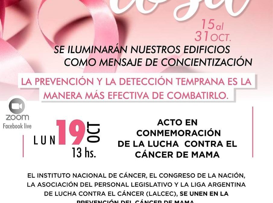 Acto en conmemoración de la lucha contra el cáncer de mama.