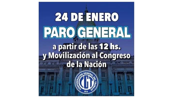 24 de enero: paro general y movilización.