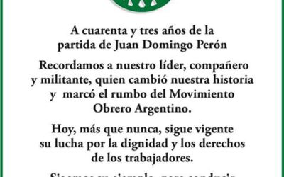 A 43 años de la partida de Juan Domingo Perón.